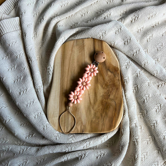 Bloemen Speenclip – Stijlvol & Handgemaakt (lichtroze)